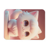 Niedliche Big Eyes Fluffy White Cat Magnet (Horizontal)