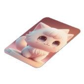 Niedliche Big Eyes Fluffy White Cat Magnet (Linke Seite)