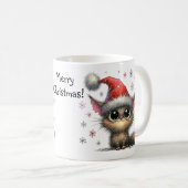 Niedliche Big mit Augen Cat in einer Weihnachtszei Kaffeetasse (VorderseiteRechts)