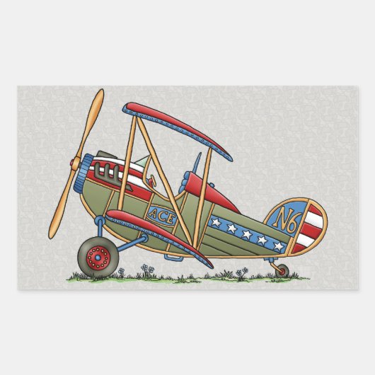 Niedliche Biplane Rechteckiger Aufkleber (Vorderseite)