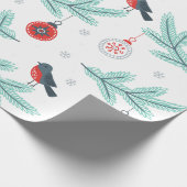 Niedliche Birds Weihnachtsball & Branches Muster Geschenkpapier (Ecke)