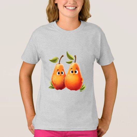 Niedliche Birnen aus Cartoon - Niedliche Birnen mi T-Shirt (Vorderseite)