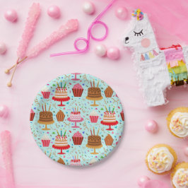 Niedliche Birthday Cakes und Cupcakes Pappteller