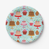 Niedliche Birthday Cakes und Cupcakes Pappteller (Vorderseite)