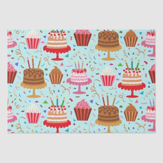 Niedliche Birthday Cakes und Cupcakes Seidenpapier (Vorderseite)