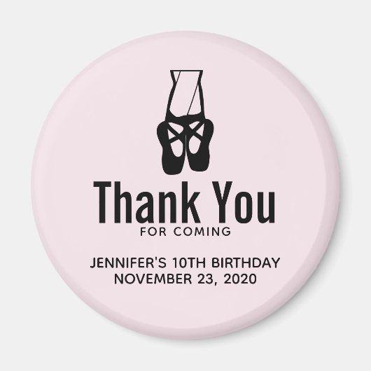 Niedliche Black Ballet Slippers En Pointe Geburtst Magnet (Vorne)