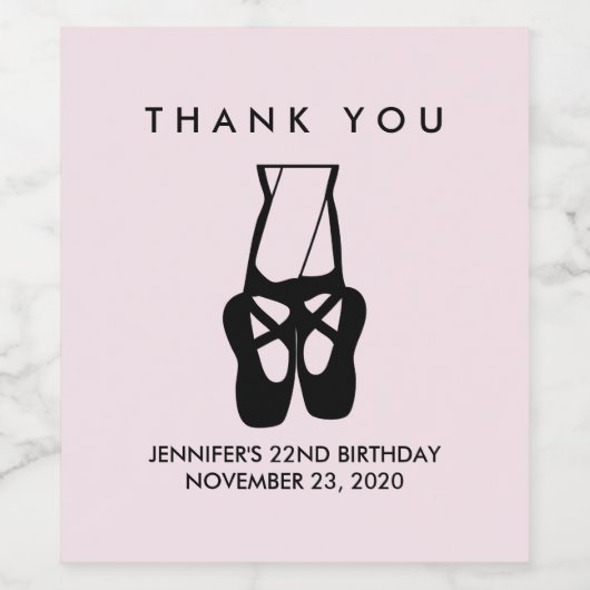 Niedliche Black Ballet Slippers en Pointe Vielen D Weinetikett (Einzelnes Label)