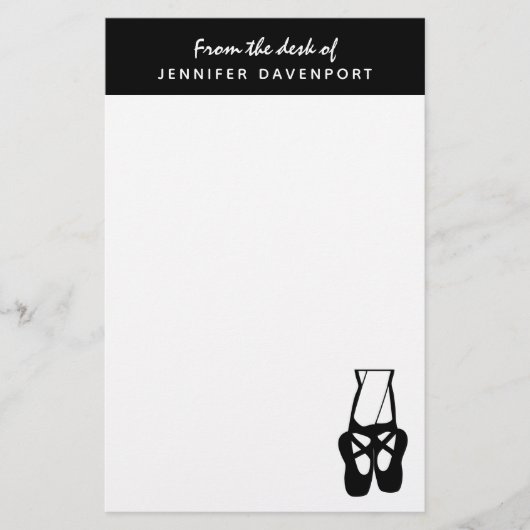Niedliche Black Ballet Slippers und Pointe Briefpapier (Vorderseite)
