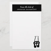 Niedliche Black Ballet Slippers und Pointe Briefpapier (Vorne/Hinten)