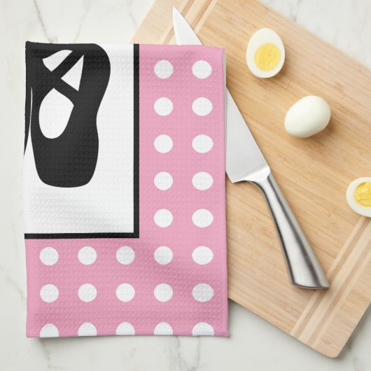 Niedliche Black Ballet Slippers und Pointe Geschirrtuch (Viertel Falte)