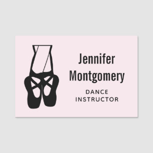 Niedliche Black Ballet Slippers und Pointe Namensschild