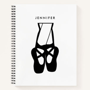 Niedliche Black Ballet Slippers und Pointe Notizblock