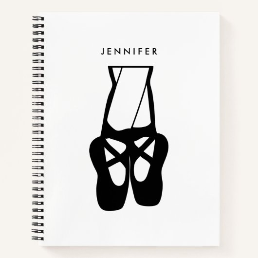 Niedliche Black Ballet Slippers und Pointe Notizblock (Vorderseite)