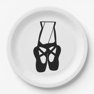 Niedliche Black Ballet Slippers und Pointe Pappteller