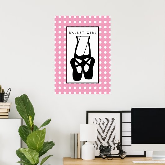Niedliche Black Ballet Slippers und Pointe Poster (Heimbüro)