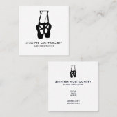 Niedliche Black Ballet Slippers und Pointe Quadratische Visitenkarte (Vorne/Hinten)