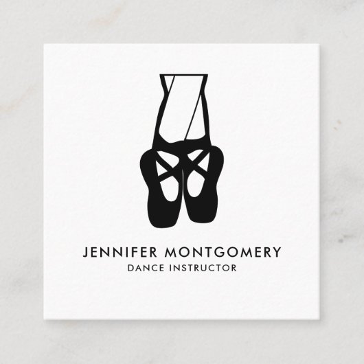Niedliche Black Ballet Slippers und Pointe Quadratische Visitenkarte (Vorderseite)
