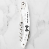 Niedliche Black Bow Krawatte & Name Trauzeuge Hoch Kellnermesser (Vorderseite)