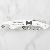 Niedliche Black Bow Krawatte & Name Trauzeuge Hoch Kellnermesser (Vorderseite)