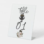 Niedliche Black Cat and Book Baby Dusche Tischnumm Sockelschild (Vorderseite)