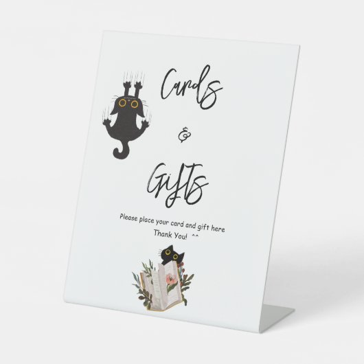 Niedliche Black Cat and Book Baby Shooting Cards & Sockelschild (Vorderseite)