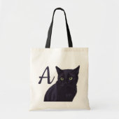 Niedliche Black Cat Art Monogram Totbeutel Tragetasche (Vorne)