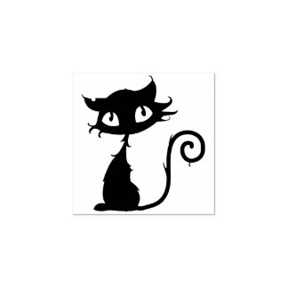 Niedliche Black Cat Big Eyes Halloween Rubber-Brie Gummistempel