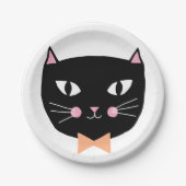 Niedliche Black Cat Bow Krawatte Halloween Geburts Pappteller (Vorderseite)