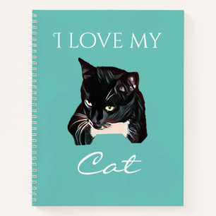 Niedliche Black Cat Custom Foto Türkis Notebook Notizblock