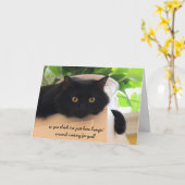 Niedliche Black Cat, Funny "miss you" card Karte (Gelbe Blume)