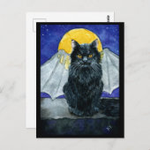 Niedliche Black Cat Gargoyle Halloween-Postkarte Postkarte (Vorne/Hinten)
