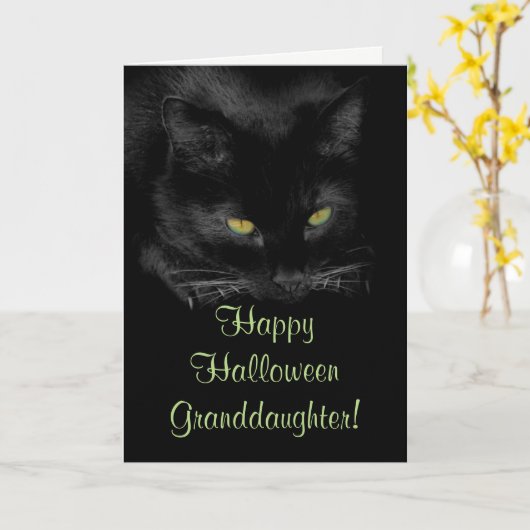 Niedliche Black Cat Halloween-Enkeltochterkarte Karte (Gelbe Blume)