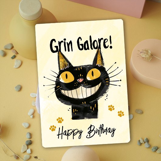 Niedliche Black Cat Happy Birthday Card Einladung
