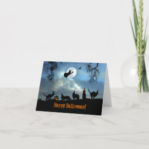 Niedliche Black Cat Happy Halloween Card Dankeskarte