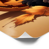 Niedliche Black Cat mit einem schwarzen Hut mit Pu Poster (Ecke)