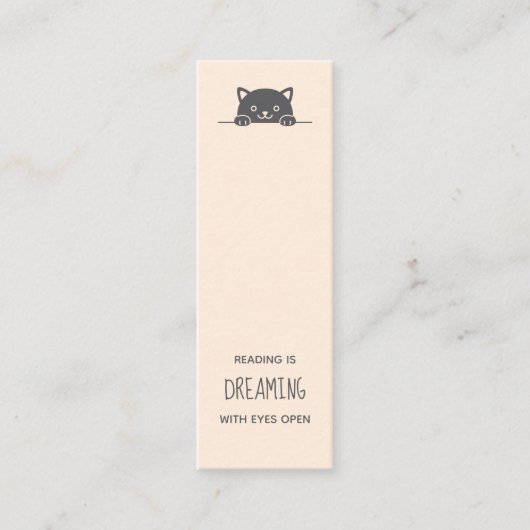 Niedliche Black Cat Peeking über Lesezeichen Zitat Mini Visitenkarte (Vorderseite)