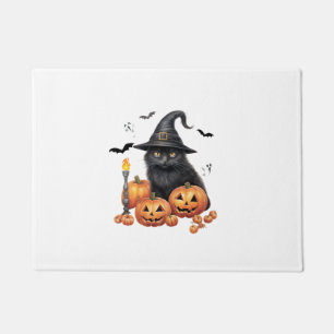 Niedliche Black Cat Witch Hat Pumpkin Pet Besitzer Fußmatte