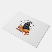 Niedliche Black Cat Witch Hat Pumpkin Pet Besitzer Fußmatte (Schrägansicht)