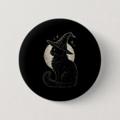 Niedliche Black Cat Witze Hat Moon Retro Coquette Button (Vorderseite)