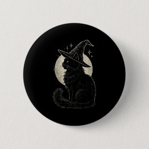 Niedliche Black Cat Witze Hat Moon Retro Coquette Button