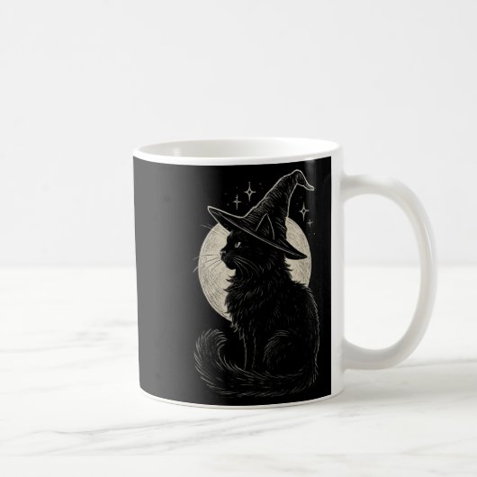 Niedliche Black Cat Witze Hat Moon Retro Coquette Kaffeetasse (Rechts)