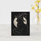Niedliche Black Cat Witze Hat Moon Retro Coquette Karte (Gelbe Blume)