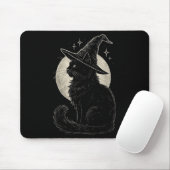 Niedliche Black Cat Witze Hat Moon Retro Coquette  Mousepad (Mit Mouse)