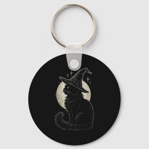 Niedliche Black Cat Witze Hat Moon Retro Coquette Schlüsselanhänger