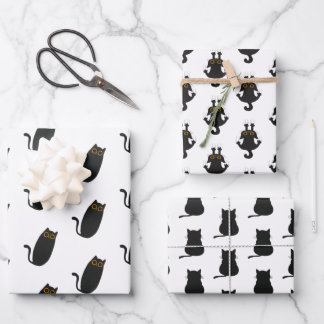 Niedliche Black Cat Wrapping Papers Geschenkpapier Set