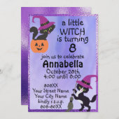 Niedliche Black Cats Halloween Geburtstagsparty Einladung (Vorne/Hinten)