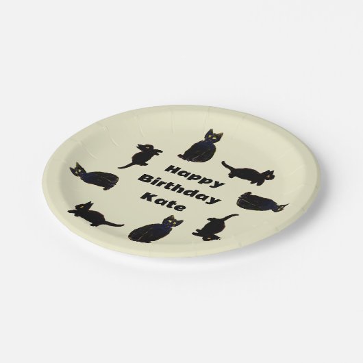 Niedliche Black Cats Kitty Custom Pappteller (Schrägansicht)