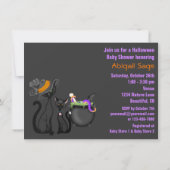 Niedliche Black Cats und Cauldron Halloween Kinder Einladung (Rückseite)