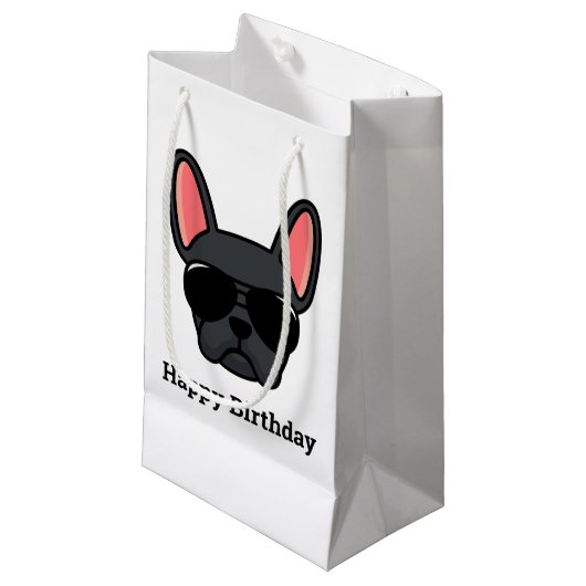 Niedliche Black French Bulldog Face Kleine Geschen Geschenktüte (Vorderseite Schrägansicht)
