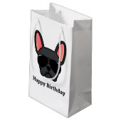 Niedliche Black French Bulldog Face Kleine Geschen Geschenktüte (Rückseite Schrägansicht)